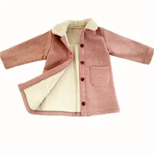 Casaco quente com capuz grosso, casaco externo de algodão orgânico para meninas, jaquetas compridas para outono e inverno