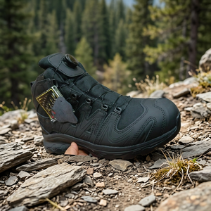 Bottes de randonnée tactiques en cuir de vachette Nubuck TSB1 pour hommes, pour travaux en extérieur, avec fermeture à la cheville, autres matériaux, noir, marron - Product Image 3