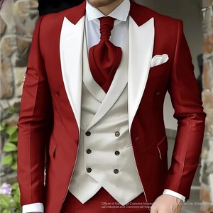 Elegante Completo da Matrimonio 3 Pezzi Giacca <span class=keywords><strong>Slim</strong></span>-<span class=keywords><strong>fit</strong></span> Pantaloni Gilet Set Completo di Lusso Monopetto Colletto alla Coreana Completo <span class=keywords><strong>Uomo</strong></span> Viola <span class=keywords><strong>Blazer</strong></span> - Product Image 5