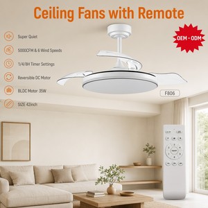 LED <b>Ceiling</b> <b>Fan</b> Light Factory Price Indoor Decorative Living Room Bedroom 42inch 6 Speed 3CCT <b>Remote</b> <b>Control</b> Retractable - Product Image 1