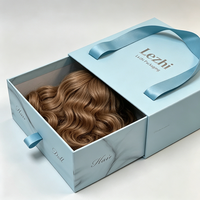 Boîtes d'emballage de luxe en carton avec logo personnalisé CMYK, coulissantes, pour perruques et extensions de cheveux, avec poignée en ruban