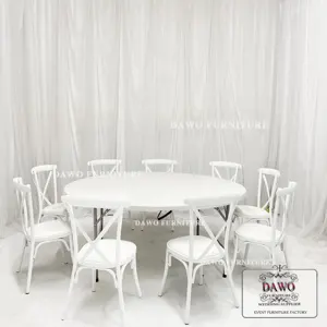 Đồ Nội Thất Gấp Gọn Cắm Trại Vườn Ngoài Trời Bàn Và Ghế Tròn Lớn Bằng Nhựa Màu Trắng - Product Image 1