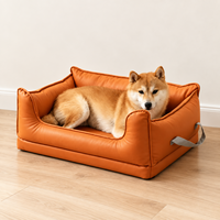 Canapé-lit pour animaux de compagnie en cuir PU de luxe pour chiens et chats, lit pour chien avec poignées latérales, vente en gros OEM/ODM