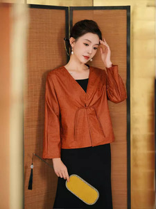 Chaqueta tipo cárdigan corta de manga tres cuartos para mujer, estilo cheongsam tradicional <span class=keywords><strong>chino</strong></span>, para verano, para madres de mediana edad - Product Image 6