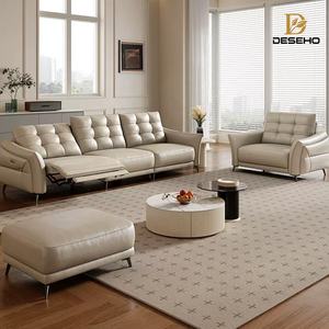 Kelas Satu kabin Italia kulit asli desain sederhana Modern serat mikro Multi fungsi kecerdasan bagian sofa berbaring - Product Image 1