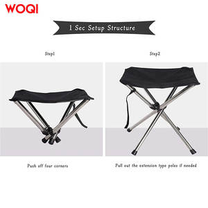 Chaise pliante de camping Woqi 12,6x12,6x13,8 pouces, légère, portable, pour la randonnée en plein air, tabouret en tissu Oxford noir - Product Image 5