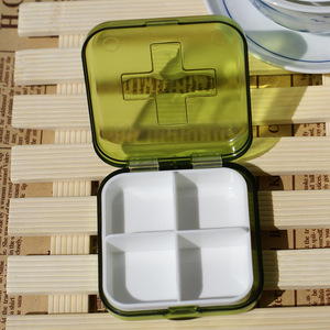 Mini Portable Pillbox Four Compartment Cross Shaped Red Travel Medicine Case Foldable With Lid - Product Image 3