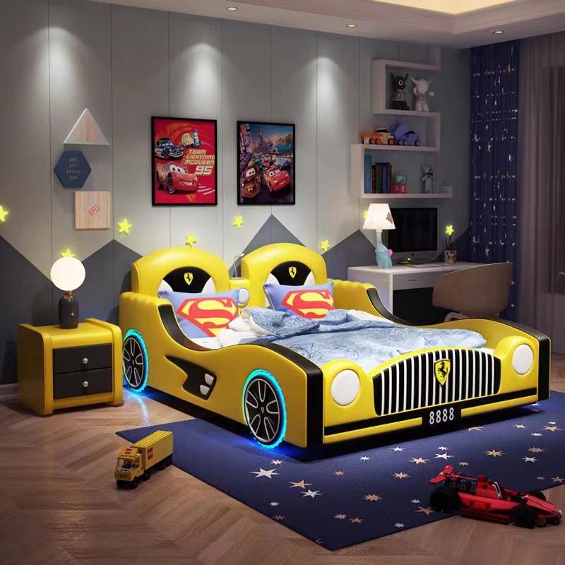 モダンなミニマリストの豪華なカーペットの寝室 子供用ベッド モダン ミニマリスト 1.5M1.8M1.2M1.35M 漫画柄 男の子と