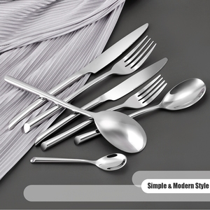 <b>Table</b> Cutlery Sets Handle Flatware Silver Knives Spoon Fork Stainless Steel Silver Cutlery Set For Wedding Party Birthday - Product Image 5