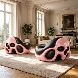 <span class=keywords><strong>Fauteuil</strong></span> de salon en fibre de verre <span class=keywords><strong>rose</strong></span> gothique avec coussin en cuir, <span class=keywords><strong>fauteuil</strong></span> sculptural design pour salon, hôtel, club, galerie d'art - Product Image 4