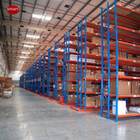 Étagères d'entrepôt de haute qualité bleues et orange, directement de l'usine, pour la mise en place dans les hubs logistiques de grande envergure