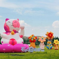 Décoration de fleur gonflable géante personnalisée de carnaval avec lumière pour événement pelouse tissu Oxford matériel logo personnalisé