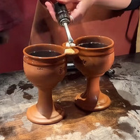 Tasses à vin chaud en céramique traditionnelles faites à la main, tasses à vin allemandes, tasses en argile rouge