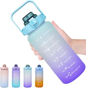 BPA Free Leakproof Cắm Trại Phòng Tập Thể Dục Đi Bộ Đường Dài Với Móc Áo Chai Nước 1,5L Có Dấu Thời Gian