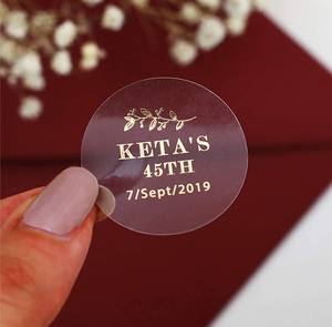 シール付き封筒ギフトパッケージ用,カスタム自己接着性クリアロゴプリント金箔スタンプラベルステッカーロール - Product Image 4