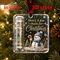 Pendentif de Noël créatif en acrylique rectangulaire imprimé UV, porte-billets, ornement de sapin, cadeau de fêtes