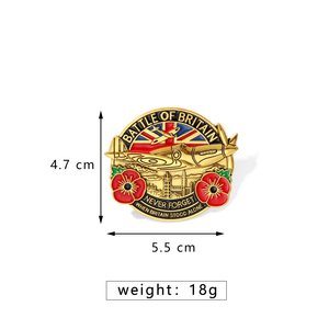 Badge Souvenir Bataille de la Mer de Brise – Ne Prenons <span class=keywords><strong>Jamais</strong></span> pour Grande Vainqueur la Seule et Aisée Angleuse de la Terre – Épinglette en Émail 3D Gaufrée Motif Fleur de Coquelicot et Avion de Chasse - Product Image 5