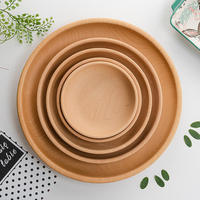 Plateau de service rond en bois de hêtre et bambou, multi-usages, pour desserts et fruits, vente en gros