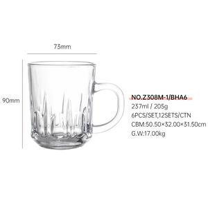 Venta al por mayor precio barato martillo <span class=keywords><strong>Royalex</strong></span> té cerveza café taza de cristal grabado hielo grieta diseño taza de capuchino con asa - Product Image 6