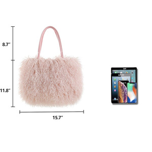 Costom Fashion Winter Fuzzy Tote Bag Bolso rizado de imitación Bolso de hombro peludo Monederos con <span class=keywords><strong>asa</strong></span> superior grande - Product Image 2