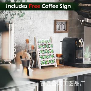 Wooden Coffee Pod Storage Rack <b>Desktop</b> Display <b>Shelf</b> For Office Kitchen Customizable Layers - Product Image 2