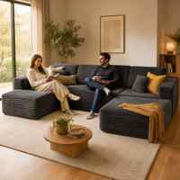 Canapé modulaire en L pas cher avec chaise longue et ottoman, design moderne, idéal appartement et hôtel, confortable et rembourré en éponge