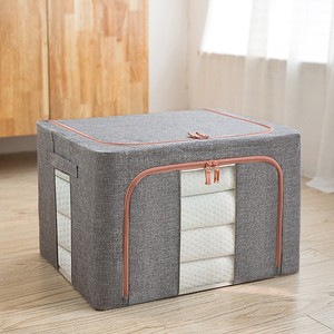 Cotton Linen Classic Design Standing Type Storage Box Rectangle Foldable Clothing Organizer Thickened Steel Frame <b>Large</b> Size - Product Image 4