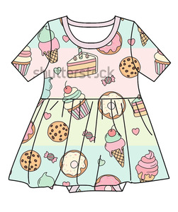 <span class=keywords><strong>Vestito</strong></span> per Bambine in Bambù a Maniche Corte, Nuova Collezione con Stampa a <span class=keywords><strong>Farfalla</strong></span> Colorata, Traspirante e Morbido - Product Image 5
