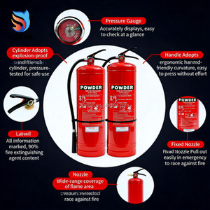 Extincteur à poudre sèche ABC standard rouge 6 kg, équipement <span class=keywords><strong>de</strong></span> lutte contre l'incendie DCP avec tuyau flexible, performance fiable - Product Image 2