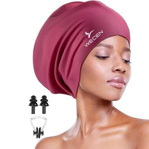 <span class=keywords><strong>Gorro</strong></span> de natación para mujer para cabello largo impermeable de silicona personalizado cómodo sombrero de baño de pelo largo para mujer - Product Image 6