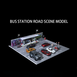 Modelo de Estación de Autobuses a Escala 1:64, Diorama Realista de Calle con Iluminación para Exhibición de Autos a Escala, Plataforma de Estacionamiento - Product Image 2