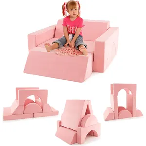 Playroom Convertible Toddler Creative Couch 8 Pcs Kids Modular Play Sofa With Detachable Cover