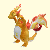 Peluche Charizard Dinosaure Pokémon Super Douce 38cm Jaune Violet Cadeau de Fête Populaire Excellent Anti-Stress pour Mariages Lavable