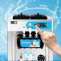 Nouvelle machine à crème glacée à 3 saveurs, contrôle tactile, en acier inoxydable, légère, portable, pour crème glacée molle, capacité 5L, 220V