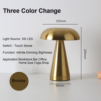 Lampe de table champignon LED en métal chromé argenté Rétro américain Veilleuse à intensité variable en métal