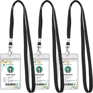 ID Badge Holder With Lanyard, 100 Pack Clear PVC Name Tag
