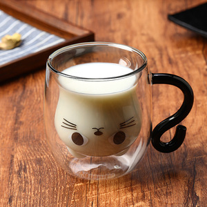 Acessórios para Bebidas em Casa e Bar, Caneca de Café de Vidro Borossilicato de Parede Dupla, Feita à Mão, Livre de BPA, com Alça em Forma de Cauda de Animal - Product Image 1