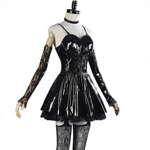 Costume de <span class=keywords><strong>cosplay</strong></span> Anime Manga <span class=keywords><strong>Death</strong></span> <span class=keywords><strong>Note</strong></span> pour filles, robe Misamisa, jupe en simili cuir, chaussettes en dentelle, gants, perruque, costume de fête d'Halloween - Product Image 3