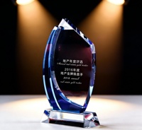 Trophée en cristal personnalisé, prix gravé avec logo, plaque en cristal transparent, trophée pour entreprise, sport, souvenir, cadeau personnalisé