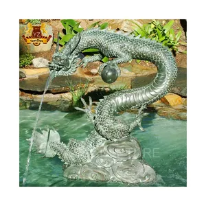 Garten dekoration China Metal Craft Dragon Cast Bronze Skulptur Feng Shui Bronze Statue Brunnen