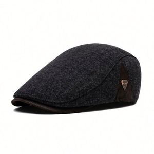 British Style Outdoor Casual Dress Fashion Men Beret Cap Ivy <b>Hat</b> With PU Leather Bill - Product Image 1