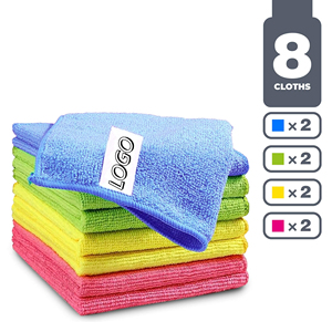 Logo personnalisé 12 "X 12" Chiffon de nettoyage en microfibre Lot de 8 serviettes en microfibre de qualité supérieure <span class=keywords><strong>4</strong></span> couleurs pour cuisines et voiture - Product Image 2