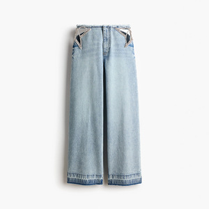 Jeans da Donna in Denim Spandex/Cotone con Strass, Stile Europeo-Americano, <span class=keywords><strong>a</strong></span> <span class=keywords><strong>Vita</strong></span> <span class=keywords><strong>Bassa</strong></span>, Lavati, Lunghi fino al Pavimento - Product Image 2