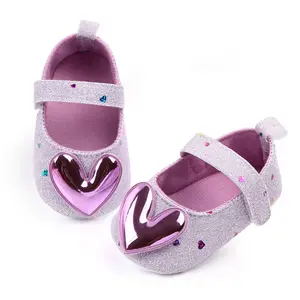 Chaussures de princesse yewu, à la mode, scintillantes, jolies chaussures en forme de cœur, pour bébés filles