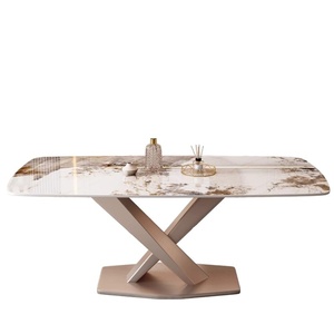 Mesa de Comedor de Losa de Piedra con Sillas, Estilo Italiano, Moderno, Sencillo, de Lujo Ligero, para Restaurante, Apartamento Pequeño, Rectangular, Plegable - Product Image 5