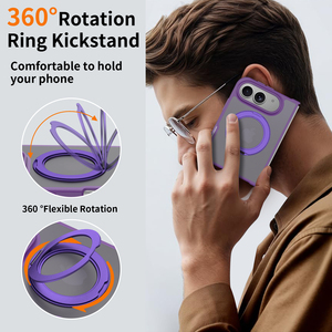 Étui de téléphone magnétique pliable et antichoc pour <span class=keywords><strong>iPhone</strong></span> 18 Fold, avec support rotatif violet premium, finition soyeuse, fabriqué par un professionnel - Product Image 5