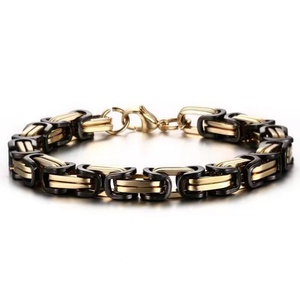 Custom Gold Plated Stainless Steel <b>Men</b> Bracelet Byzantine Chain Bracelets - Product Image 3
