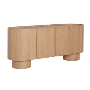 Mesita de Noche Nórdica de Lujo con 2 Cajones, Mesitas de Noche Ovaladas de Madera Italiana para Dormitorio - Product Image 4