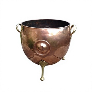 FLOWER POT & PLANTERS METAL <b>BRASS</b> HANDLE BOTTOM <b>BRASS</b> THREE LEGS GARDEN DECORATION FLOWER POT PLANTER - Product Image 1