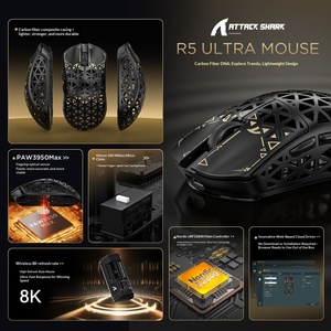 Popular High‑quality Attack Shark R5 Ultra <b>Wireless</b> <b>Mouse</b> Carbon Fiber Shell Lightweight PAW3950 Three Mode 8K Gaming <b>Mouse</b> - Product Image 4